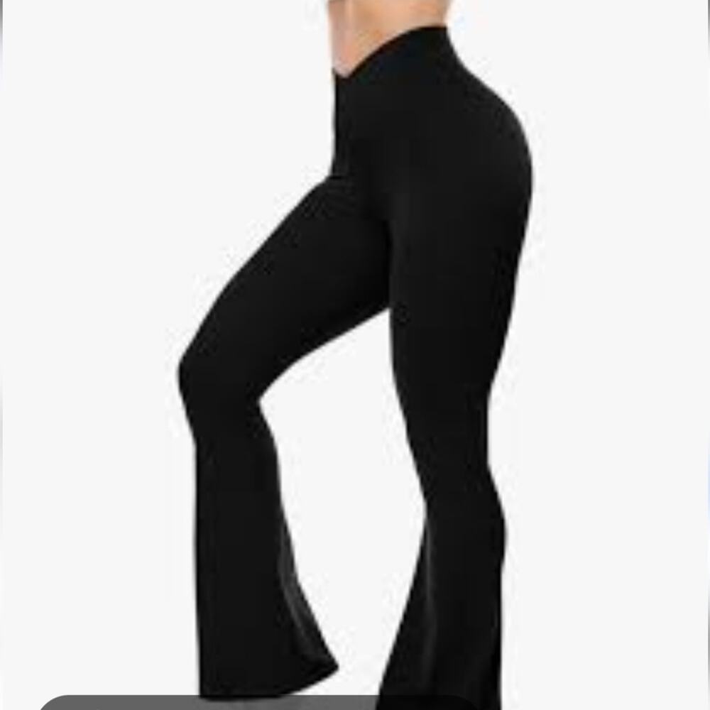 NWT Marleylilly Crossover Flare High-Rise Black Leggings, Dance Pants Sz XL